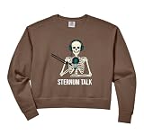 Womens Sternum Talk Funny Skeleton Halloween Design Comfort Colors Crop Sweatshirt