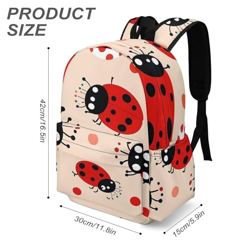Cute Ladybug Printed Backpack Water-Resistant Pack Stylish Bag Lightweight Travel Backpack3