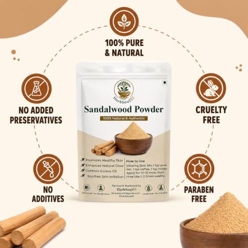 Image of 100% Pure Sandalwood Powder (200g) Natural Chandan Powder for Face Pack | Skin Brightening, Tan Care, Oil Control, Cooling Face Mask & DIY Skincare | No Preservatives, No Artificial Colours