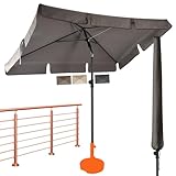 Menz Sonnenschirm Balkon inkl. Sonnenschirmhülle - UPF 50+ Sonnenschirm rechteckig für Sonnenschutz auf Balkon und Terrasse, 200 x 125 cm Balkonschirm rechteckig stabil, mit Knickfunktion, Taupe