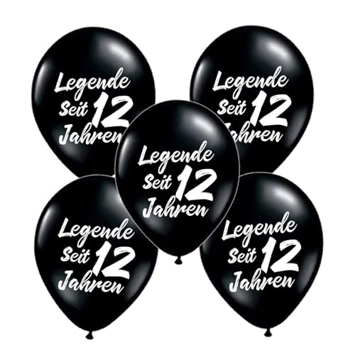 Globos para el 12º cumpleaños, 16 unidades, color negro, leyenda desde hace 12 años, cintas decorativas para globos de látex, divertidos accesorios de fiesta para niños, niñas, hija, hijo, 12 años