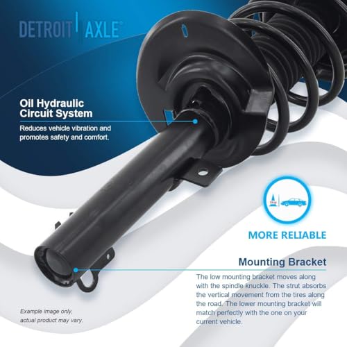 Image of Detroit Axle - 4pc Front Steering Knuckles Kit for 2006-2007 Ford Focus, Steering Knuckles & Wheel Bearing Hubs Struts w /Coil Spring Replacement Suspension Quick Install Ready Struts Shocks Assembly