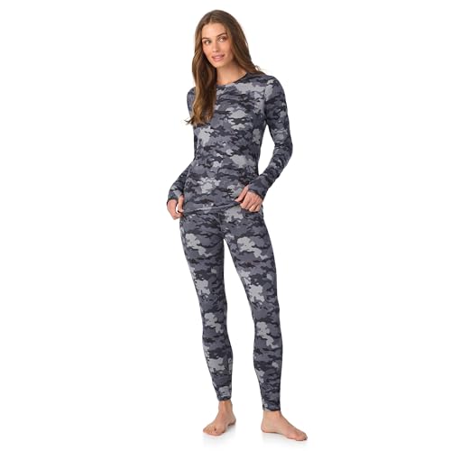 Image of Cuddl Duds Womens Heavyweight Cold Weather Fleece Lined Thermal Set - Long Sleeve Top & Leggings - Winter Lounge Sets