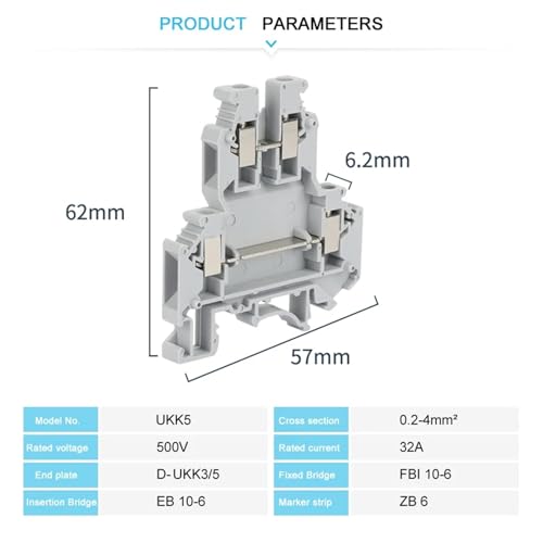 Bornier électrique UKKB 5 à double niveau pour un câblage compact en tableau