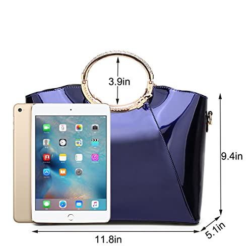 Bolso Satchel Mujer de Cuero Sintético Brillante miniatura 4