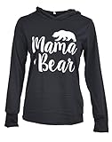 Caat Aycox Womens Mama Bear Printing Long Sleeves Casual Hooded Sweatshirt Black-L