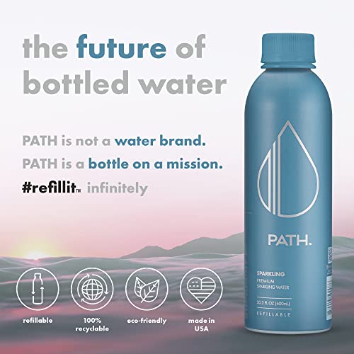 PATH Sparkling Bottled Water - Ultra-Purified, pH-Balanced Carbonated Soda Water in Aluminum Bottle - BPA Free, Reusable, Infinitely Recyclable - Crisp, Refreshing Taste 20.3 fl oz (Pack of 4)