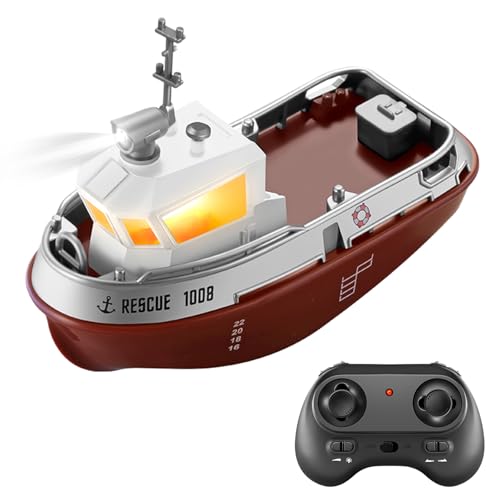 Aumotop Mini Remorqueur télécommandé étanche avec Lumières pour Enfants Garçons et Filles, Bateau Jouet électrique 2.4GHZ pour Jouer en Plein Air