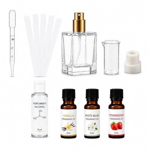 Image of Brindya DIY Perfume Making Kit - Create Your Own Signature Fragrance | 30ml Perfume Spray Bottle | Premium Fragrance Oil Set | Complete Perfume Crafting (Vanilla+White Musk+Starwberry)