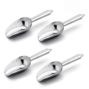 TEAMFAR Eisschaufel 4er-Set, Edelstahl Mini Futterschaufel Mehlschaufel Abwiegeschaufel für Bar, Küchen, Büfett, Party, Hochwertige & Spülmaschinengeeignet – 3 Unzen