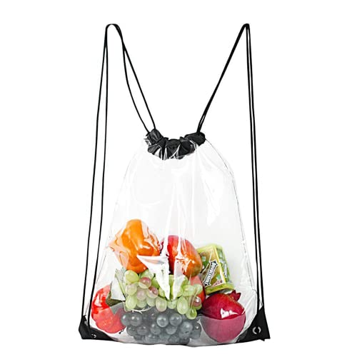 Image of IRYNA Drawstring Gym Sack - Clear, Waterproof Sports Backpack for Women & Men