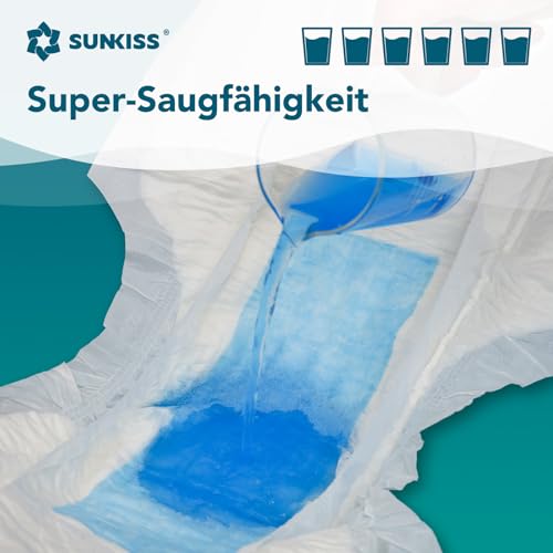 SUNKISS TrustPlus Inkontinenz Windeln für Erwachsene über Nacht, Saugfähige Einweg-Unterwäsche für Männer und Frauen mit Tabs, Unisex, Größe S, 12 Stück