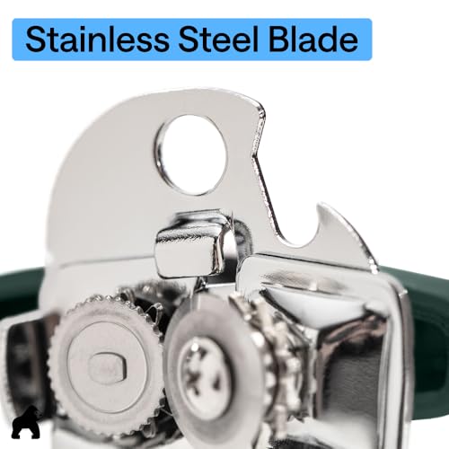 Image of GORILLA GRIP Heavy Duty Stainless Steel Smooth Edge Manual Can Opener and Bottle Openers, Soft Comfortable Handle, Oversized Handheld Turn Knob, US Designed Multifunctional Kitchen Tool, Hunter Green