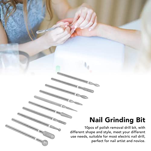 Conjunto de brocas para unhas de esmeril profissional com 10 unidades, removedor de cutícula em gel