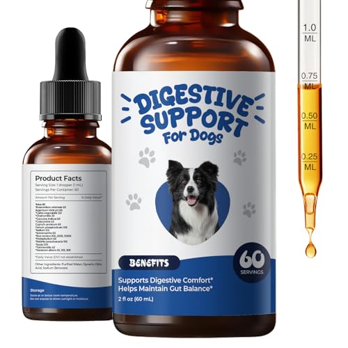 Digestive Support Drops for Dogs, Homeopathic GI Relief for Diarrhea, Constipation & Gas, Liquid...