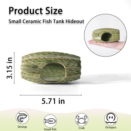 Image of Ceramic Aquarium Decor Green Tall Cactus Betta Fish Tank Cave