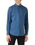 Scotch & Soda Herren Essentials Regular Fit Organic Cotton Poplin Shirt Hemd, Denim Blue 0155, M