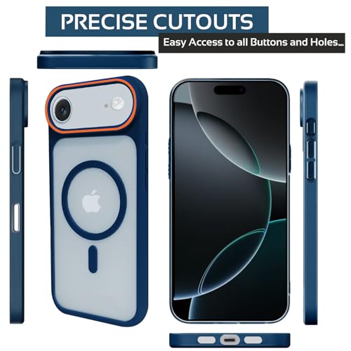 Image of AIBEX Magnetic Compatible Shockproof Case for iPhone 17 Air - Slim Protective Back Cover with Camera Lens Protection, Strong Magnetic Support, Anti-Slip Grip, Military Grade Drop Protection (Blue)