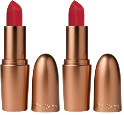 Image of One Wish Creamy Matte Lipstick - Not So Basic Red 28 | Long Lasting | Full Coverage | Smooth Finish | 3.8g (Pack of 2)
