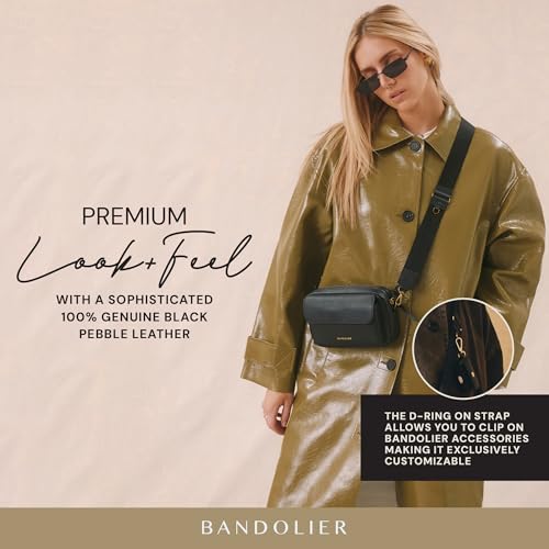 Image of Bandolier Miller Bag | Crossbody Bag for Women & Men | 100% Genuine Pebble Leather, Gold Hardware, Adjustable & Removable Strap, Zipper Top Opening & Exterior Phone Pocket | Perfect for Travel
