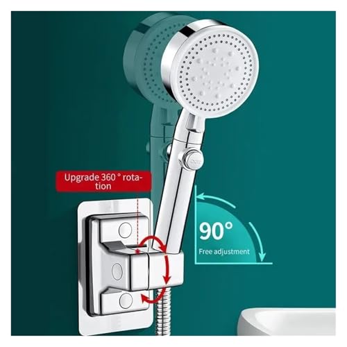 Soporte de ducha de mano negro ABS ajustable sin taladro para pared de baño 5