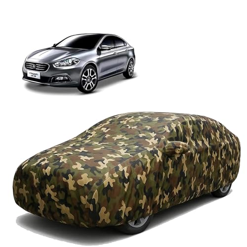 Image of Sulfar 100% Waterproof Car Body Cover for Fiat Viaggio - Triple-Stitched Dustproof UV, Heat & Rain Protection with Mirror Pockets, Full-Bottom Elastic & Free Storage Bag - All-Weather Indoor Outdoor (
