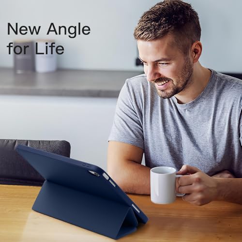 Image of Akkerds Compatible with iPad (A16) 11th Generation Case 11 Inch 2025, for iPad 10th Generation Case 10.9 Inch 2022 with Pencil Holder, Slim Trifold Stand Protective Cover with Soft TPU Back, Navy Blue