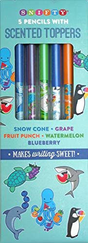 SNIFTY Scented Pencil Toppers with Aquarium Themed Pencils (5 Pack)
