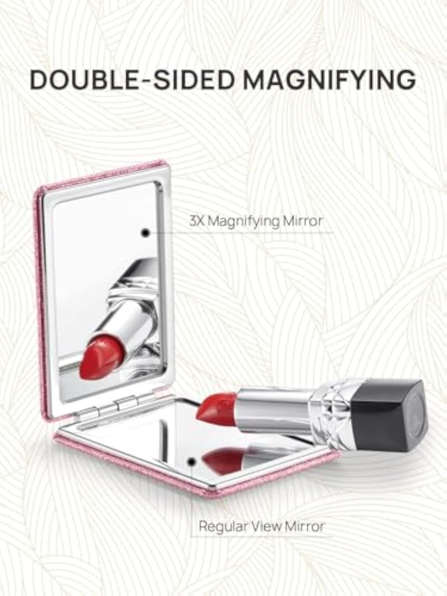 Compact Glitter PU Leather Mirror, Portable Makeup Accessory