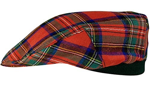 Casquette plate élastique ajustable motif tartan écossais pour homme et femme