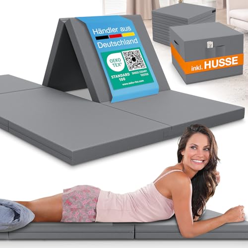 ELONEO Klappmatratze 140x200 cm, 8 cm hoch, Gästematratze...