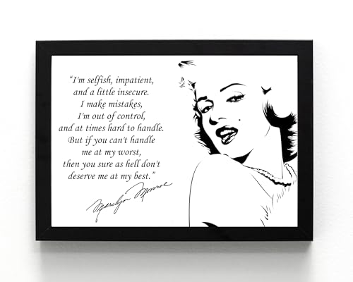 Cadre Marilyn Monroe citation A5 idée cadeau femmes célèbres vintage