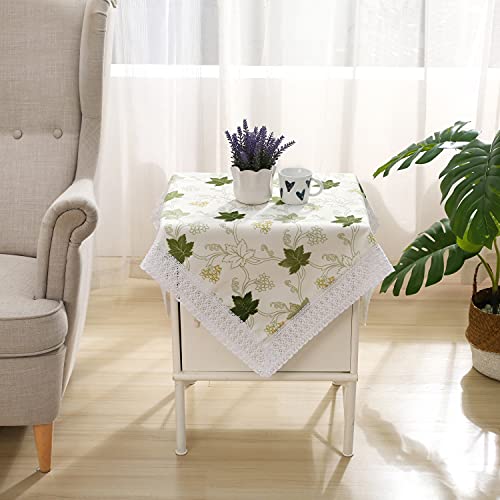 Bettop Square Tablecloth,Nightstand Tablecloth,Side Table Cover,Table Cloth For Bedside Table/ Nightstand/Night Table/Tea Table/End Table/Dressers,Table Dustcover Doilies For Furniture (Green Leaf) #TOP6