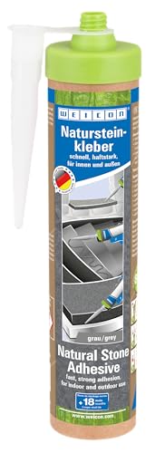 WEICON Natursteinkleber 290 ml, hohe Anfangshaftung, für alle Steinarten, für Innen & Außen, lösemittelfrei, grau