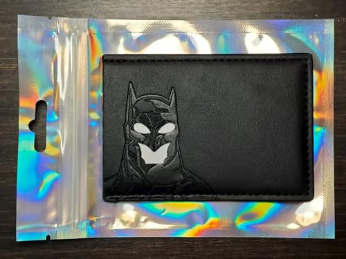 Leather Soft Style Black Bat Wallet ID for Men and Woman, Superhero Design, Bat eyes, Multi Card Slots, wallet gift. Unisex and all ages wallet, 100% leather Style4
