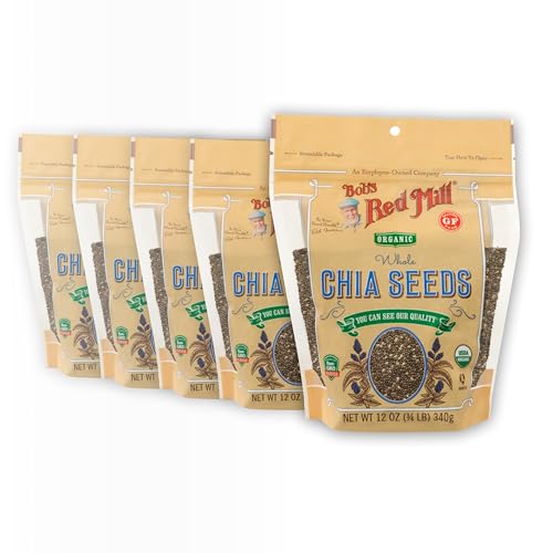 Bob's Red Mill Organic Chia Seed, 12oz (Pack of 5) - Non GMO, Vegan, Keto Friendly, Paleo Friendly, Kosher