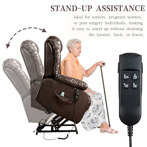 Image of Infinite Position Lay Flat Power Lift Recliner Chair for Elderly, Brown
