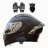 Bluetooth Flip Helmet Dual Sun Motorcycle Helmet Rocket Helmets for Men Bluetooth DOT/ECE Approved Dual Visor Anti-Fog for Adult 55~62cm ( Color : R , Size : L(57-58cm) )