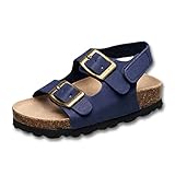 Lucky Brand Toddler Unisex Baby Boy Blanc Double Strap Casual Toddlers Sandals with Hook and Loop Closure in Navy Size: 5 Toddler