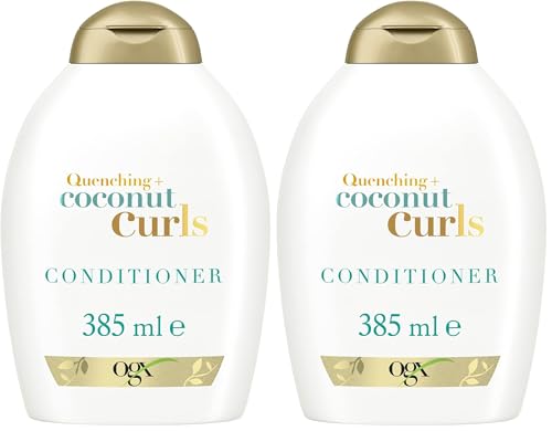 OGX Quenching + Coconut Curls Shampoo, champú para pelo rizado con aceite de coco, cítricos y miel dulce, champú hidratante para ondas y rizos, champú sin sulfatos ni parabenos, 1 x 385 ml