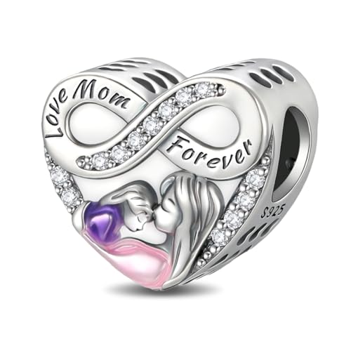 ChenYuTe New Women's S925 Sterling Silver Heart Charms For Bracelets Pendants Beads Jewellery Gift for family Family Friends