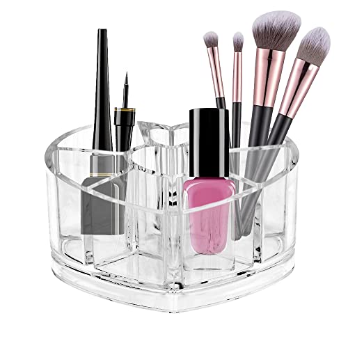 HAADI Lipstick Organizer Tray Clear Acrylic – 8-Slot Cosmetic Holder for Lipstick, Lip Gloss, Makeup Brushes, Nail Polish & Skincare, Perfect for Bathroom or Dresser