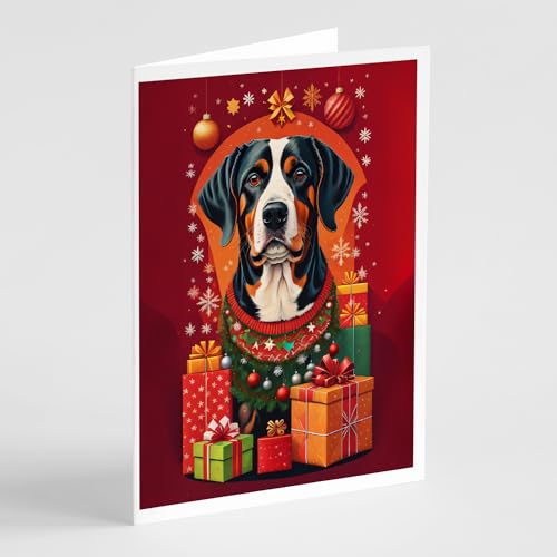 Caroline's Treasures DAC3084GCA7P Entlebucher Mountain Dog Holiday Christmas Greeting Cards Pack of 8 Blank Cards with Envelopes Whimsical A7 Size 5x7 Blank Note Cards