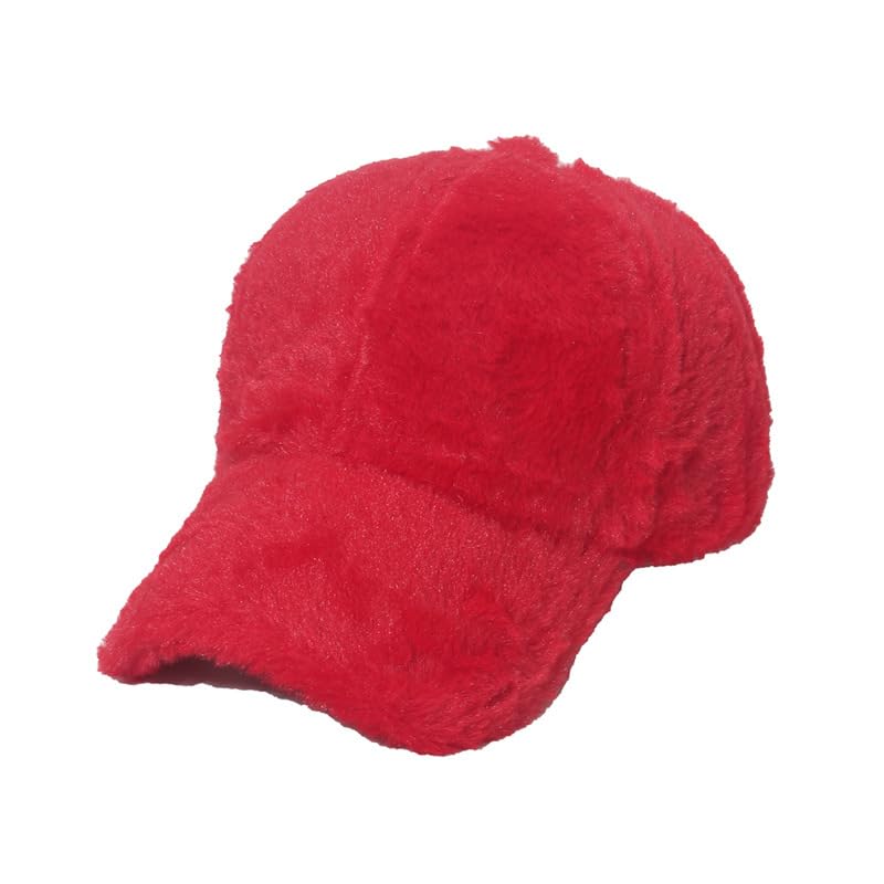 Cappello Invernale, Cappello da Baseball Invernale Donna, Caldo, Regolabile, in Lana, Semplice e Non Strutturato(Red)