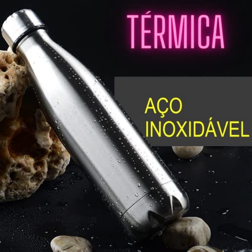 Garrafa De Água Portatil Inox Térmica Squeeze Com Camada Dupla Para Academia Esporte 500 ML Quente F