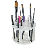 U.S. Art Supply Plastic Artist Round 50 Hole Paint Brush Holder and Organizer - Rack Holds Paintbrushes, Makeup Cosmetic Brushes, Pencils, Pens, Markers, Art Tools, Desk Stand - Students, Teachers