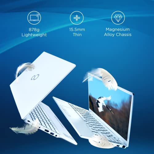 Image of Fujitsu UH-X 12th Gen Intel Evo Core i7 13.3 inch(33cm) FHD IPS 400Nits Thin & Light Laptop(16GB /512GB SSD /Windows11 /Office /Iris Xe Graphics /Backlit /Fingerprint Reader /White /878gm)4ZR1K06212 w / Sleeve