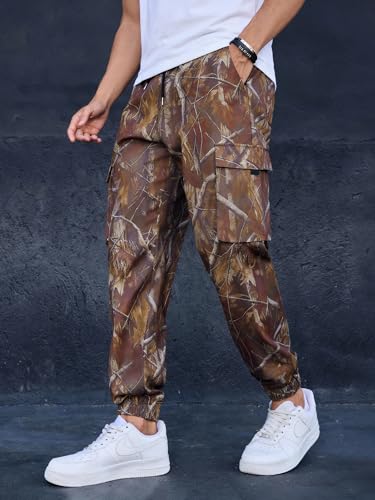 Image of JEMLDL Mens Cargo Joggers Pants Elastic Waist Drawstring with Flap Pockets Techwear Pants for Men