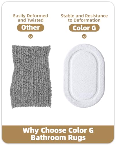 Image of Color&Geometry Oval White Bathroom Rugs 32x20, Extra Soft Absorbent Microfiber Bath Rugs, Non-Slip Bathroom mat, Washable Plush Bath Mats for Bathroom, Shower, Bathtub, Laundry, White