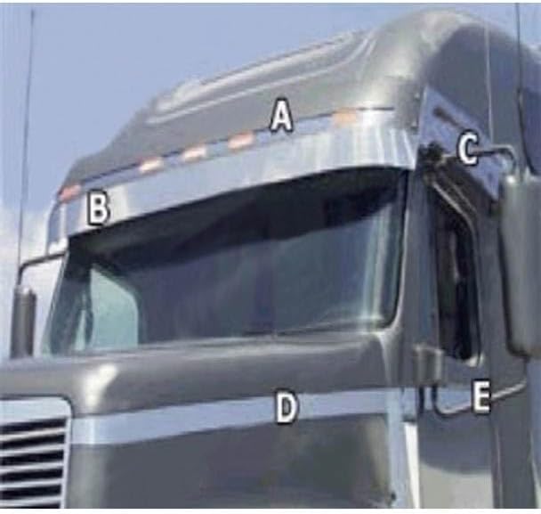 Technical Precision Replacement for Freightliner Century 112 Year 2003 Stainless Steel Hood Accent Trim